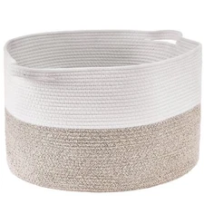 Cotton Rope Storage Basket 87L Woven Blanket Basket 22 x 22 x 14 in