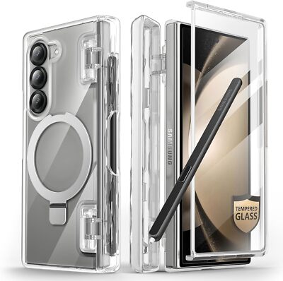 i-Blason for 2024 Galaxy Z Fold6 MagSafe Stand Case +Tempered Glass Screen Cover