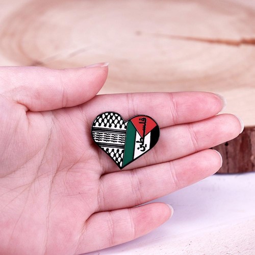 Spilla da bavero smaltata Palestina distintivo spilla a forma di cuore colletto spilla abito BroocJHU8 - Foto 12 di 12