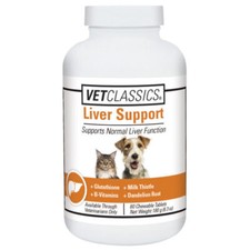 VetClassics Liver Support For Dogs and Cats, 60 Chewable Tablets