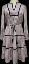 Tory Burch Dress Multicolored Puff Sleeves Tassel Waist Size 6 Excellent