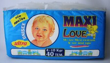 RARE VINTAGE 90'S MAXI LOVE 4-10kg 9-22lbs 40X DIAPERS GREECE NEW SEALED 