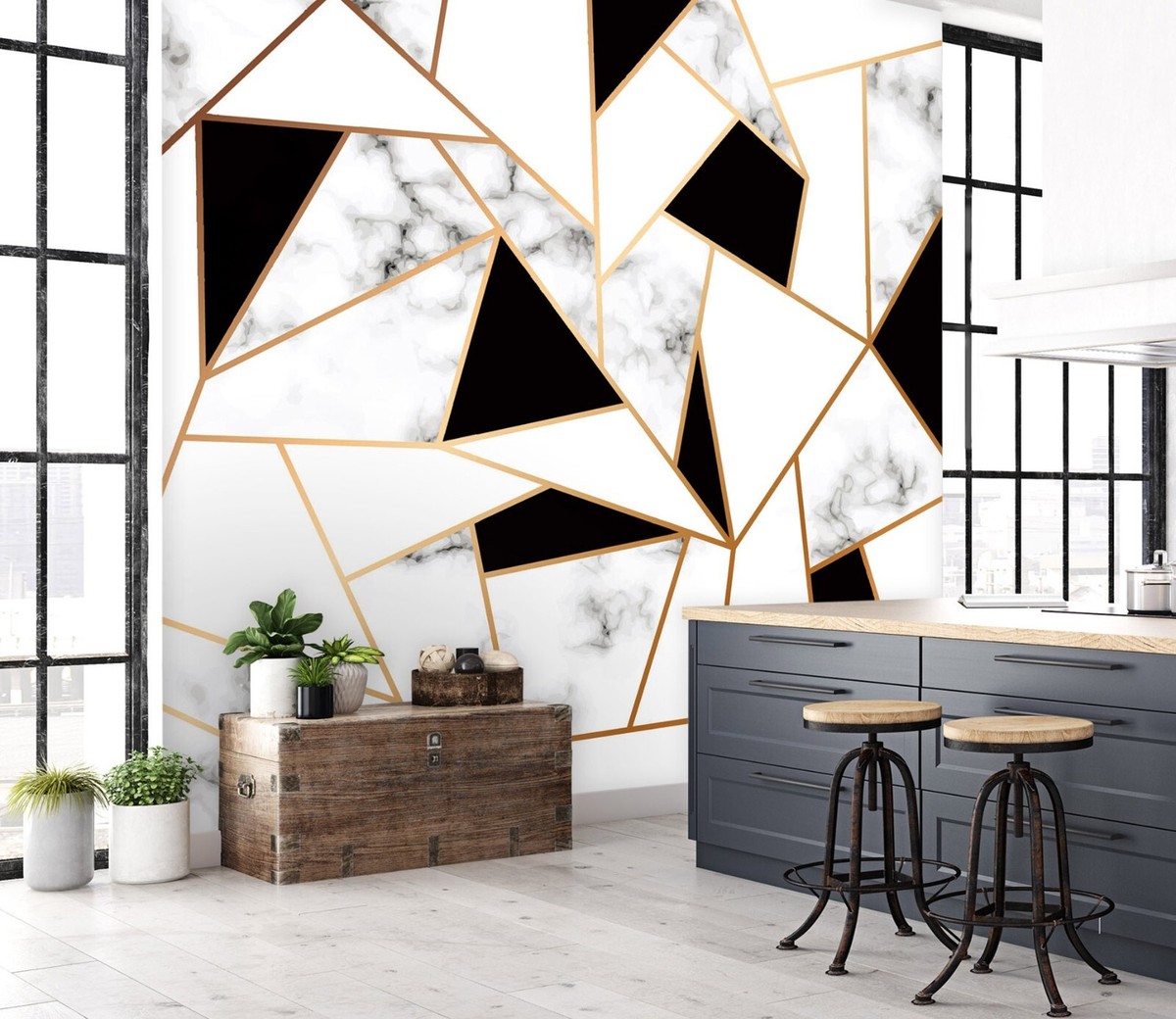 Autocollant Mural 3D Effet Marbre M7866 Romy - Décor Amovible Et Repositionnable, Neuf