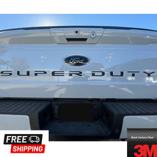 Black Carbon Fiber Vinyl Tailgate Inserts For Ford Super Duty 2023-2026
