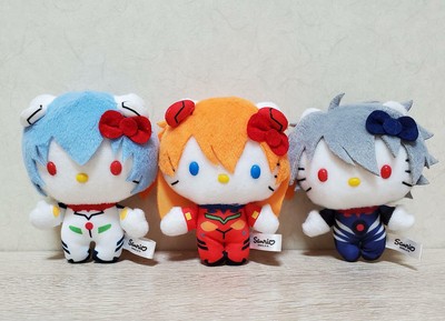 Evangelion Hello Kitty collaboration 3 Plush set Sanrio Asuka Rei Kaoru