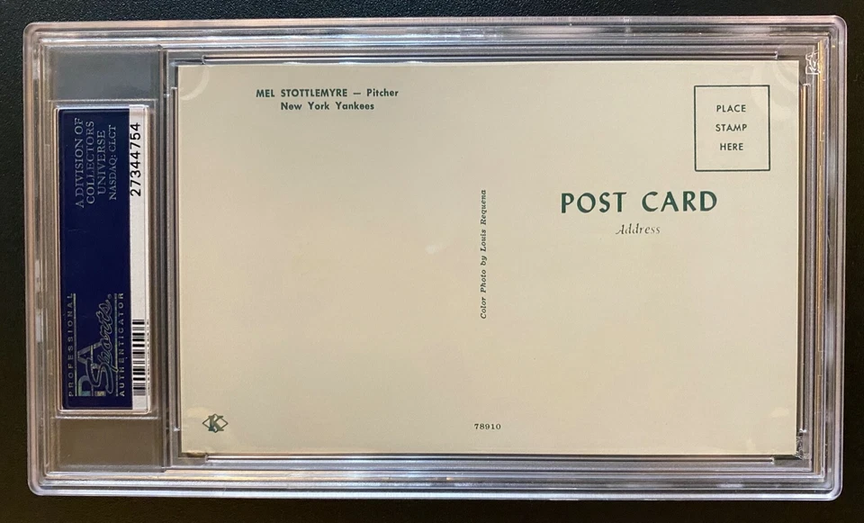 Tarjeta postal de Requena Mel Stottlemyre NY Yankees 1964-68 PSA 10 gemas MT gema como nueva 10 Foto 2 de 2