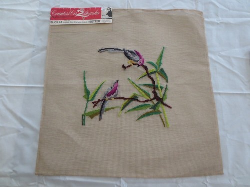 2 BUCILLA Pre-Worked Countess Cis Zoltowska BIRDS NEEDLEPOINT CANVASES - 23" sq. - Picture 2 of 5
