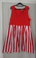 LINDY BOP UK 22 Bette Red Stripe Sleeveless Lined Dress Rockabilly Retro Party