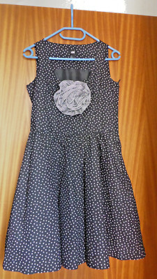 H&M Sommer Träger Kleid Größe 40 kurz Schwarz/ Weiß gepunktet