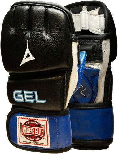 AMBER Fight Gear Gel Sparring MMA Glove Real Leather Grappling Martial Arts - Bild 5 von 5