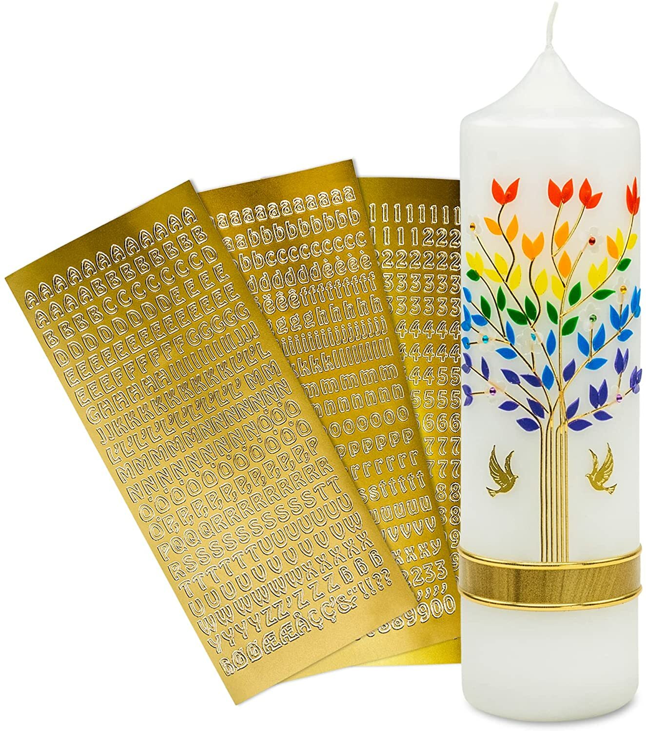 DIY Taufkerze Lebensbaum Personalisierbare Kerze zur Hochzeit, Taufe in 25x7 cm