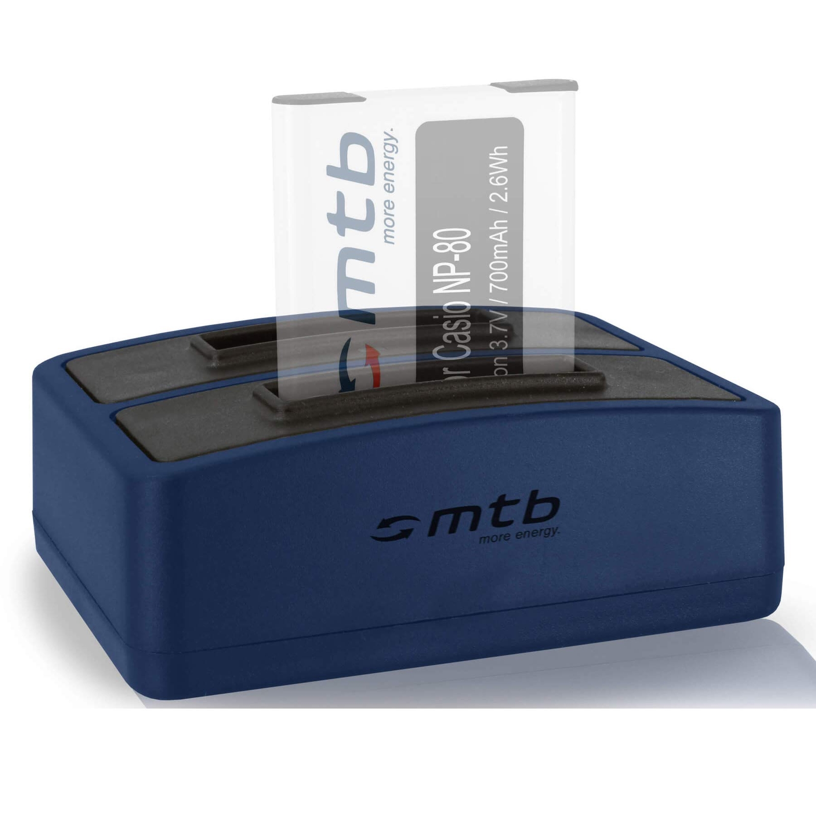 Caricabatteria doppio (USB) per Casio NP-80 NP-82 / Exilim S5 S6.. / Z1 (F8e)
