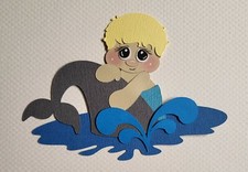 Swimming With Dolphins Boy Blonde Hair Scrapbook, Card Making Paper Piecing