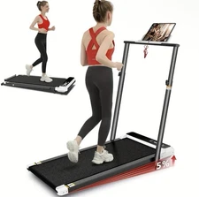 Foldable Under-Desk Treadmill for Home Use, Remote-Controlled with LED Display