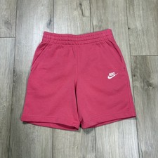 Youth Nike Club Fleece French Terry Shorts Pink Large L