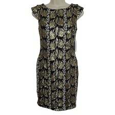 GUESS Womens XS SOPHY Gold Black Snakeskin Snake Sequin Cocktail Party Dress NEW