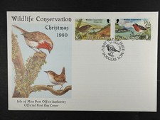 Isle Of Man FDC 1980 Wildlife Conservation Christmas 1980 Stamps First Day Cover