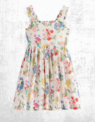 Ex Mini Boden Girl's Luna Frill Strap Woven Dress in Multi Flower Fairy