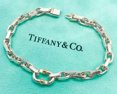 Tiffany & Co. 1837 Makers 18k & Silver Narrow Bracelet 7.5''