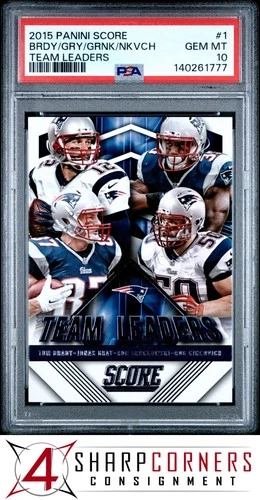 2015 PANINI SCORE TEAM LEADERS #1 TOM BRADY-ROB GRONKOWSKI PSA 10