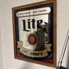 Vintage 21" by 17" Miller Lite Beer Draft Great Taste Less Filling Mirror Sign