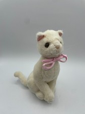 Russ MOONBEAM White Kitty Cat Plush Sitting 9  Pink 1284 Missing Original Bow