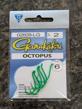 Gamakatsu 02609-LG Octopus Hooks - Lime Green - Size 2 - Bait Hooks