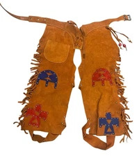 Vintage Leather Suede Chaps Western Wear Child Small Cowboy Rodeo Bronco