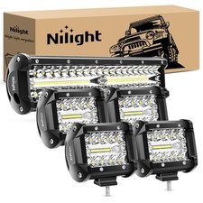Nilight LED Light Bar 12 Inch 300W 4Pcs 4 Inch 60W Spot Flood Pods Off Road D...