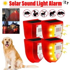 1-4PC Solar Sound & Light Alarm with Motion Sensor for Home Villa Farm Barn Yard