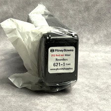 OEM Genuine Pitney Bowes (621-1) Fluorescent Red Ink Cartridge | Sealed | 66ml