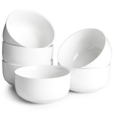 DOWAN 22 OZ Cereal Bowls Set of 6 - White Ceramic Soup Bowls 5.25"