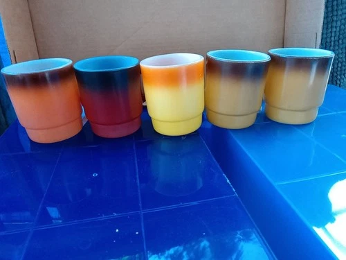 Lot of 8 Vintage Fire King Anchor Hocking Ombre And Solid  Mugs D And O Handles 