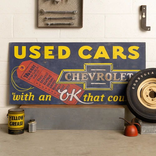 30" NEW Handmade Vintage Style Chevrolet Used Cars Dealership Sign