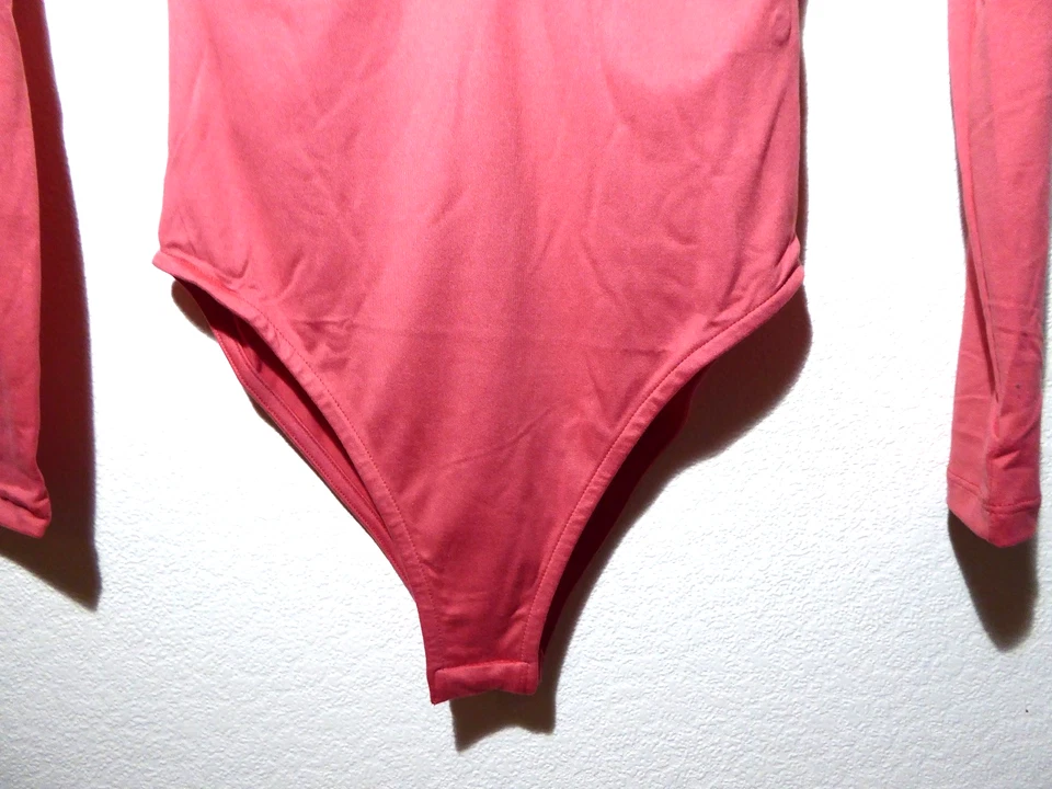 Brave Soul Bodysuit Blouse Shirt Ruched Front Long Sleeve Rose XS S M L - Image 3 of 4