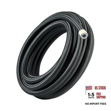 6AN PTFE Fuel Hose Line, AN6 Fuel Line E85 Nylon Braided 5FT 6AN 5FT Black