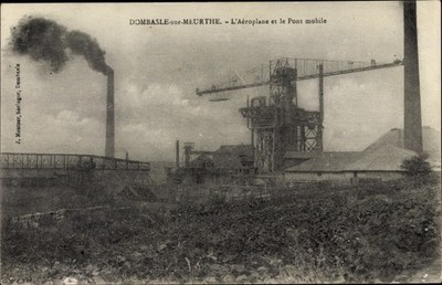 Postcard Dombasle Meurthe et Moselle, L'Aeroplane, Pont mobile - 2645952
