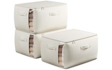 Large Canvas Clothes Storage Bags with Thick Handles and Clear Window, Foldab...