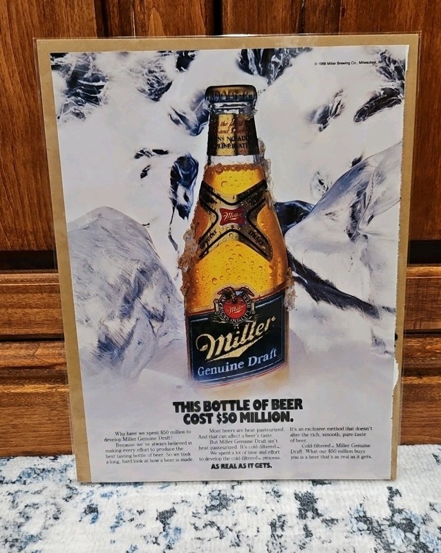 Vintage 1988 Miller Genuine Draft Magazine Print Ad As Real As It Gets