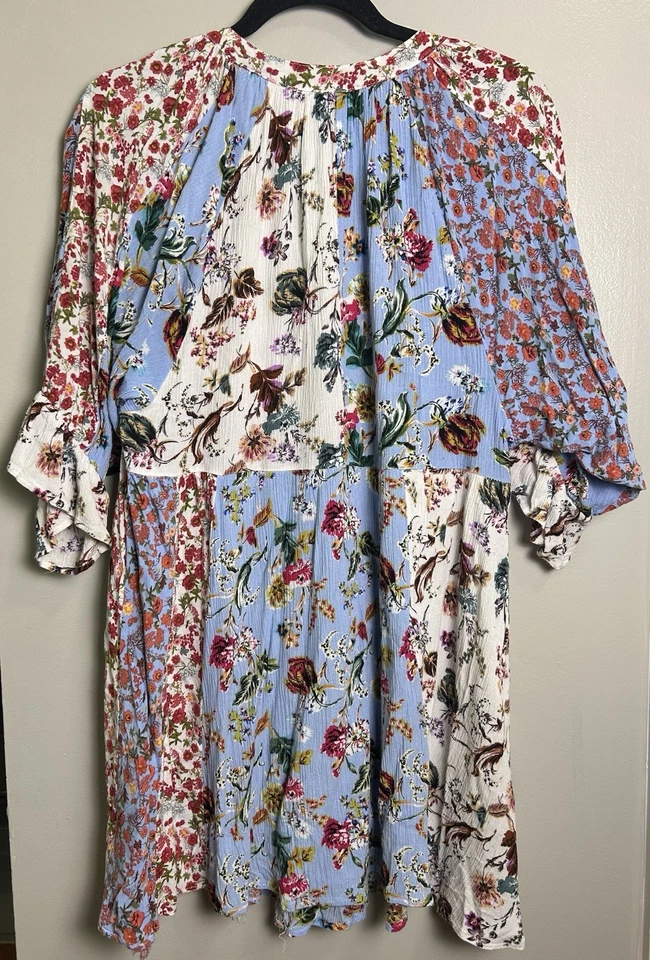 Mini Vestido Boho UMGEE Para Mujer Floral Patchwork Talla Mediana. Cottagecore Colorido Foto 4 de 4