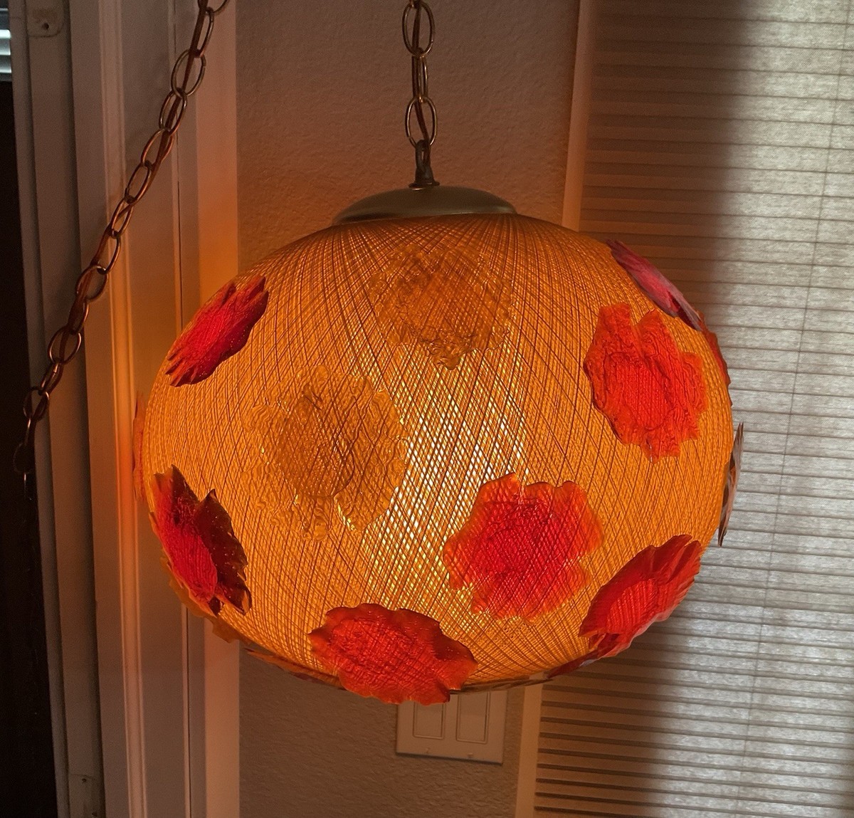 MCM large chunky rock candy lucite Swag Hanging ball lamp