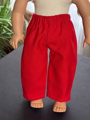 Vintage 1990s DESIGNER CLOTHES FOR DOLLS Wide-Leg Red PANTS for Dolls