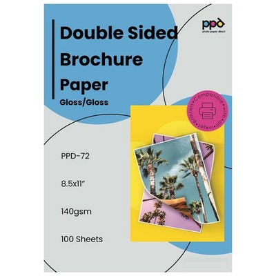 100 Sheets Inkjet Glossy Brochure and Flyer Paper 8.5x11 37lbs 140gsm Profess...