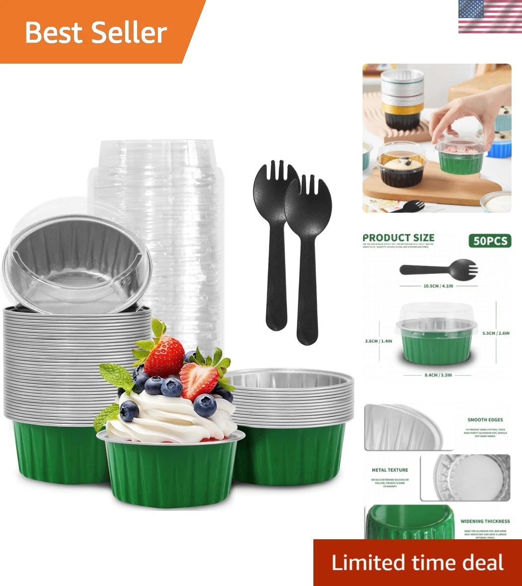 St. Patrick's Day 50Pcs Mini Aluminum Foil Cupcake Baking Cups,5oz Cake Pans ...