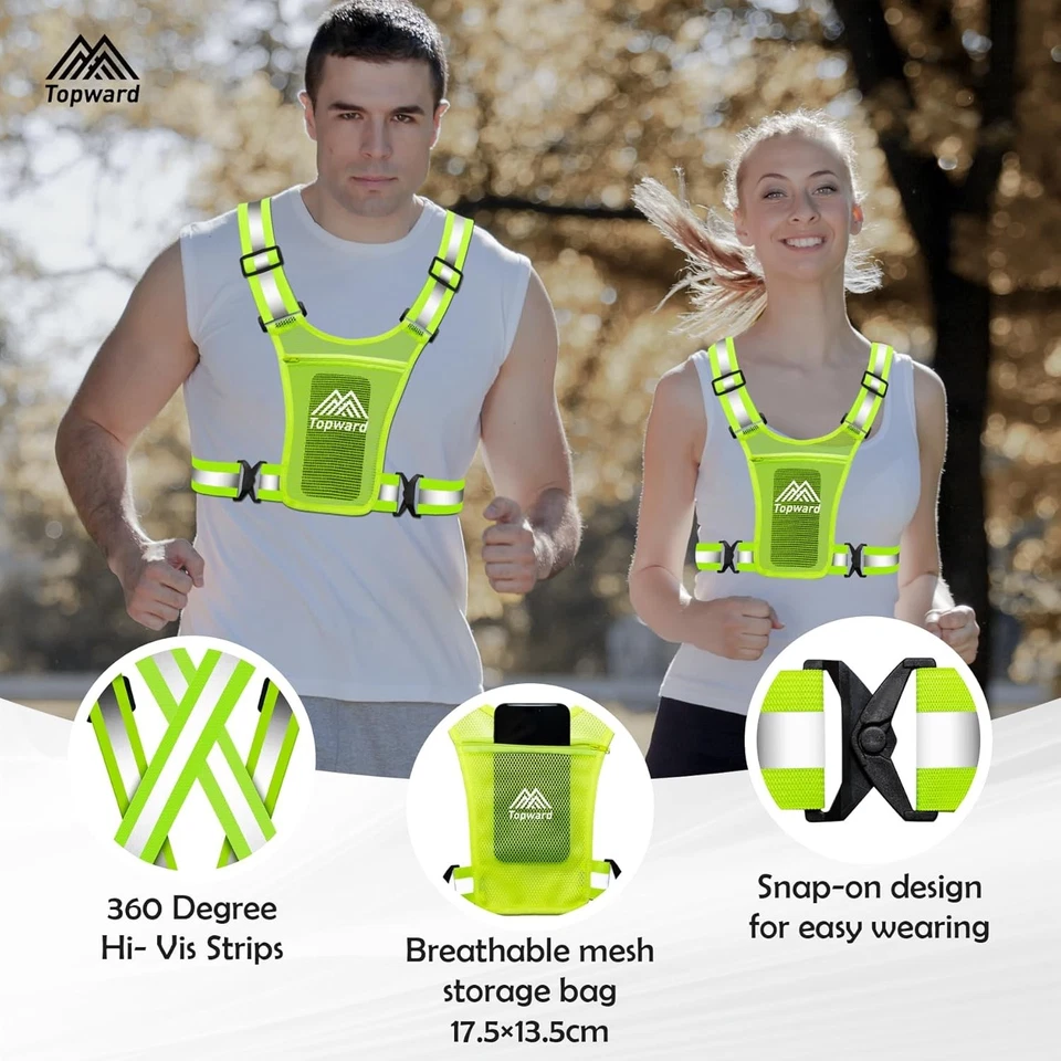 Running Vest Chest Phone Holder for Women Men, Reflective Vest Safety Gear for D - Image 2 of 4
