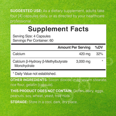 Ultra Strength HMB Supplements 3,000Mg per Serving, 240 Capsules | Third Part...