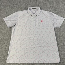 G/FORE Polo Shirt Mens XL Gray Pink Floral Print Golf Performance Stretch