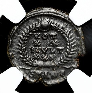 ROMAN EMPIRE. Constantius II. AD 337 361. Æ Nummus Vota issue NGC AU