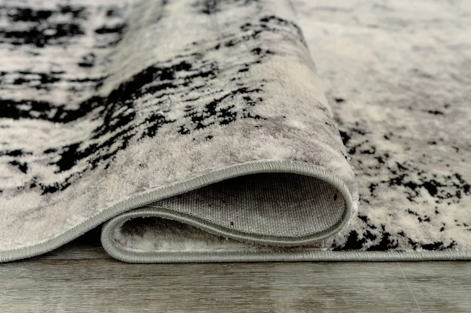 Alfombra Zekeman Contemporánea 8 x 10 Pila Mediana Diseño Abstracto, Negra, Crema y Gris Foto 4 de 4