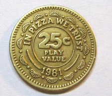1981 Chuck E. Cheese Pizza Time Theatre 1 x Brass Coin Arcade Rare Game Token